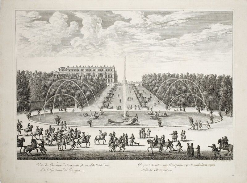 Veduta Versailles od strane Vodene aleje i Zmajeve fontane