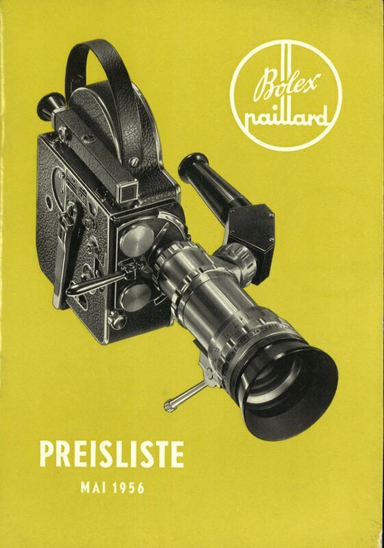 Cjenik Bolex filmskih kamera s dodatnim cjenikom i reklamnim listom