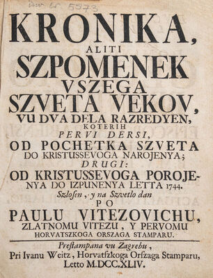 Kronika aliti szpomenek vszega szveta vekov