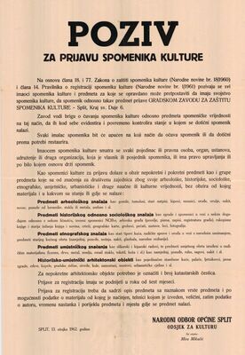 Poziv za prijavu spomenika kulture