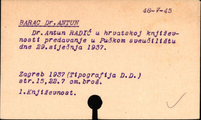 Dr. Antun Radić u hrvatskoj književnosti : predavanje u Pučk