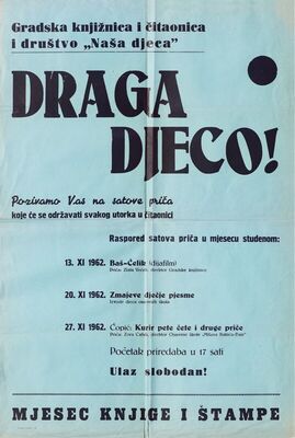Draga djeco! pozivamo Vas na satove priča koje će se održava