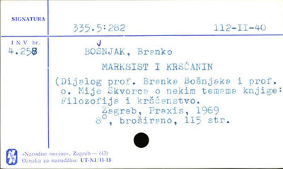 Marksist i kršćanin : dijalog prof. Branka Bošnjaka i prof. 