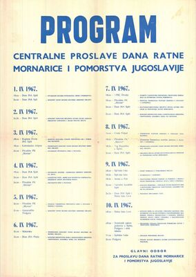 Program centralne proslave Dana RM i pomorstva Jugoslavije