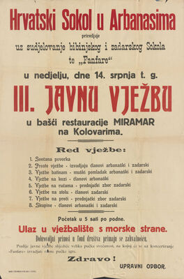 III. javna vježba Hrvatskog sokola u Arbanasima