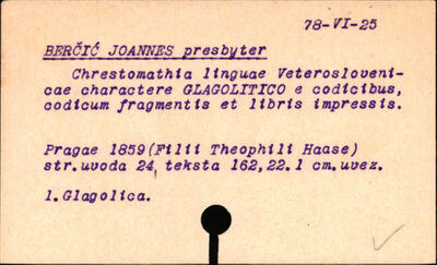 Chrestomathia linguae veteroslovenicae charactere glagolitic