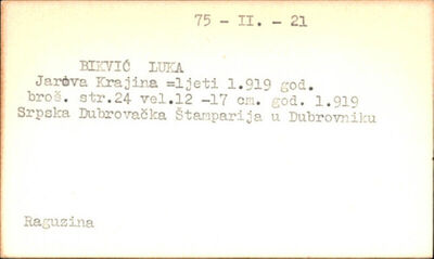 Jarova krajina : ljeti 1919. godine / uredio Luka Bikvić.