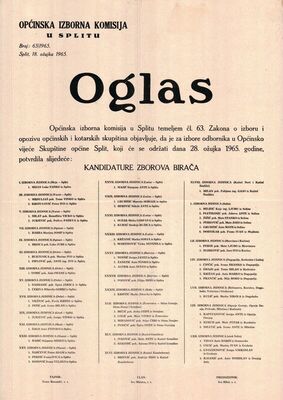 Oglas za izbor odbornika u Općinsko vijeće Skupštine općine 