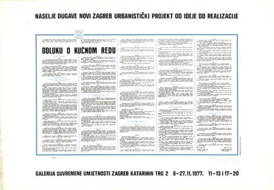 GSU ZAGREB: NASELJE DUGAVE NOVI ZAGREB - URBANISTIČKI PROJEK