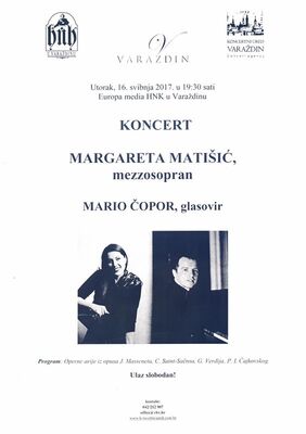 Koncert Margareta Matišić, mezzosopran i Mario Čopor, glasov