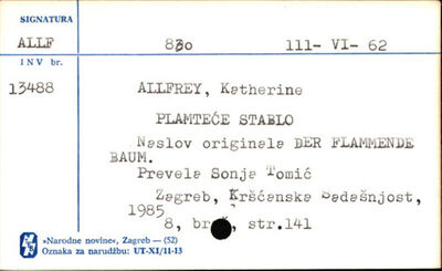 Plamteće stablo / Katherine Allfrey ; prevela Sonja Tomić ; 