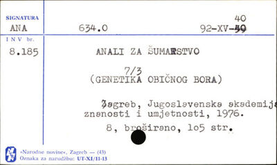 Anali za šumarstvo.