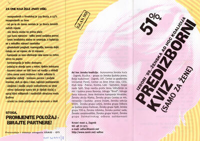 Predizborni kviz (Samo za žene) Izbori '99.-51% Ženska ad ho