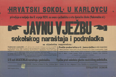 Javna vježba naraštaja i podmlatka Hrvatskog sokola u Karlov