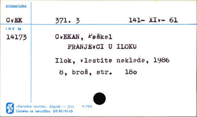 Franjevci u Iloku / Paškal Cvekan.