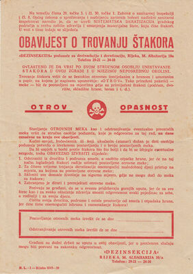 Obavijest o trovanju štakora
