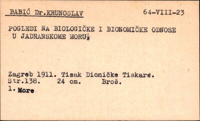Pogledi na biologičke i bionomičke odnose u Jadranskome moru