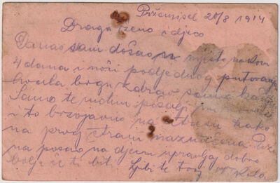 Pismo od 20. kolovoza 1914.