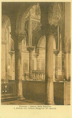Parenzo - Interno della Basilica. L'Abside con l'Altare Magg