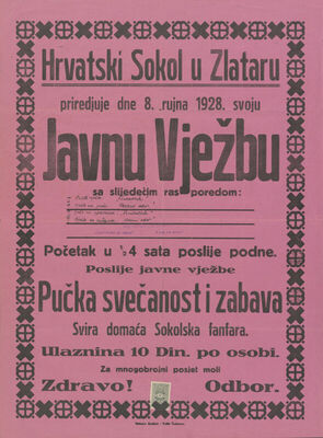Javna vježba Hrvatskog sokola u Zlataru