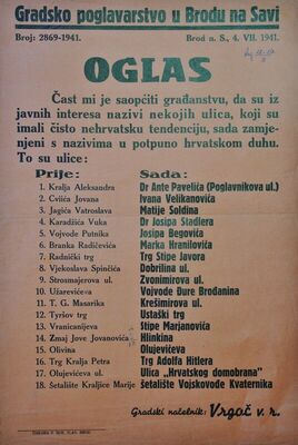Izmjena naziva ulica