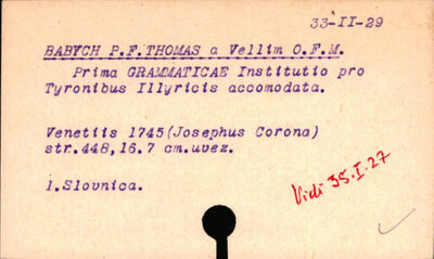 Prima grammaticae institutio pro Tyronibus Illyricis accommo