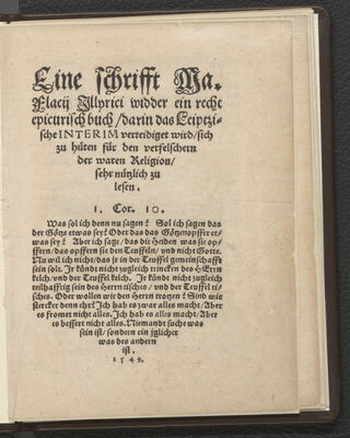 Eine Schrifft Ma. Flacii Illyrici widder ein recht epicurisc