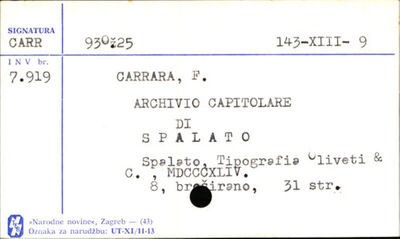 Archivio capitolare di Spalato : tratto dall' i. r. archivo 