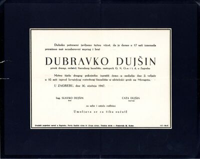Osmrtnica Dubravka Dujšina