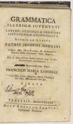 Grammatica Illyricae juventuti Latino, Italoquae sermone ins