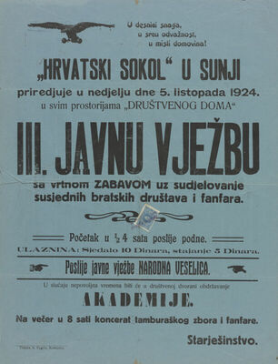 III. javna vježba Hrvatskog sokola u Sunji