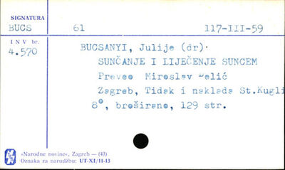 Sunčanje i liječenje suncem / Julije Buscany ; (preveo Miros