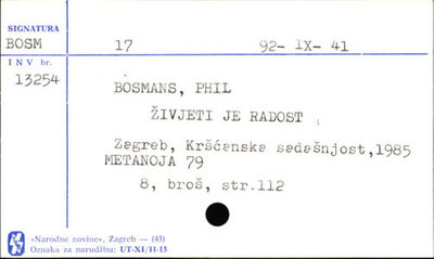 Živjeti je radost : vitamini za srce / Phil Bosmans ; [preve