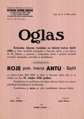 Oglas: Kotarska izborna komisija potvrđuje kandidaturu