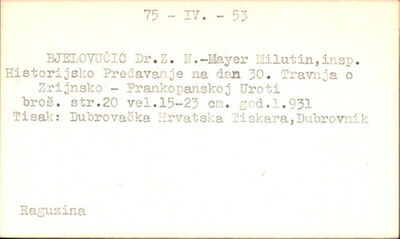 Historijsko predavanje za dan 30. travnja o Zrinsko-Frankopa