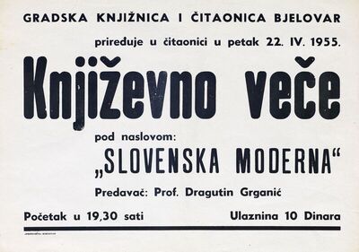 Književno veče ˝Slovenska moderna˝