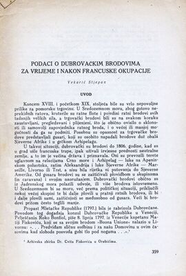 Podaci o dubrovačkim brodovima za vrijeme i nakon francuske 
