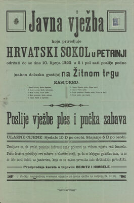 Javna vježba Hrvatskog sokola u Petrinji