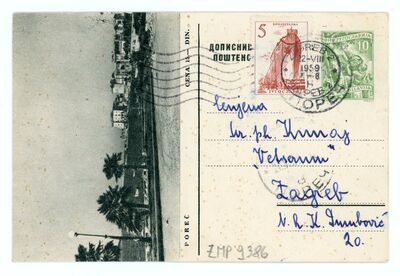 Dopisnica poslana u Zagreb