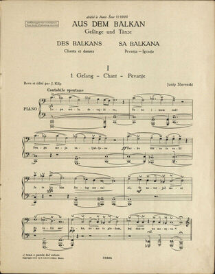 Objavljena partitura "Aus dem Balkan" - "S Balkana" u edicij
