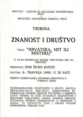 "Hrvatska - mit ili misterij?", don Živko Kustić