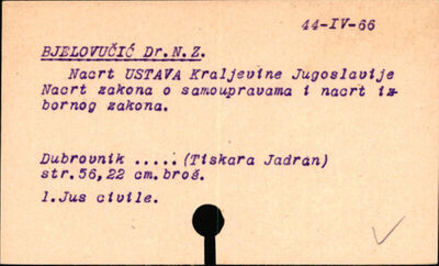 Nacrt ustava Kraljevine Jugoslavije ; Nacrt zakona o samoupr