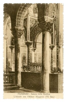 Parenzo - interno della Basilica, l'Abside con l'altare Magg