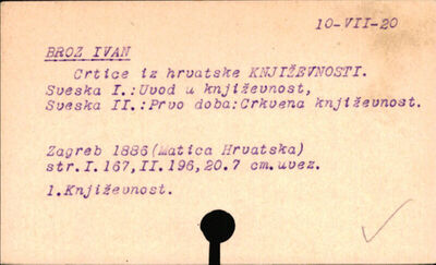 Crtice iz hrvatske književnosti / napisao Ivan Broz.