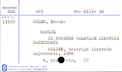 Kopije iz fundusa Galerije likovnih umjetnosti : [Galerija l