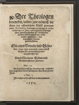 Der Theologen bedencken odder (wie es durch die ihren inn of