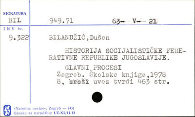 Historija Socijalističke Federativne Republike Jugoslavije :