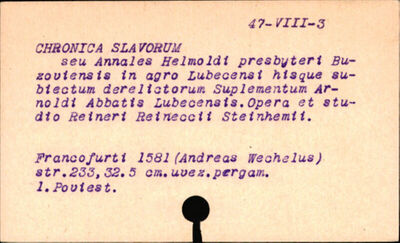 Chronica Slavorum seu Annales Helmoldi, presbyteri Buzoviens