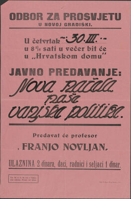 Predavanje „Nova načela naše vanjske politike“