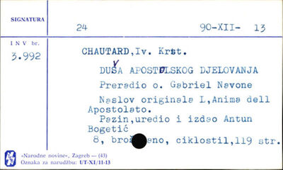 Duša apostolskog djelovanja / Iv. [Ivan] Krst. [Krstitelj] C